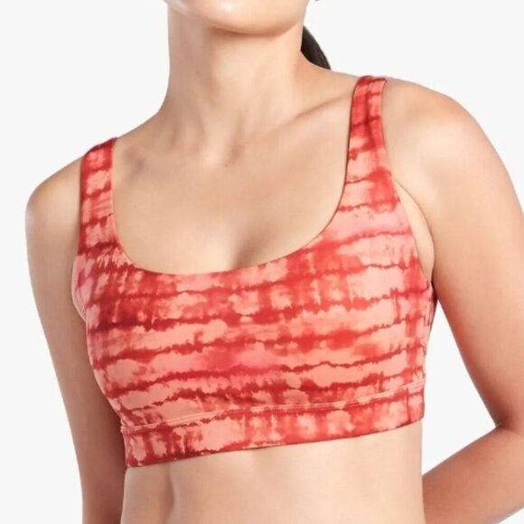 Athleta Women's Size Medium Exhale Tie Dye Tahiti Island Coral Sports Bra - Picture 1 of 8